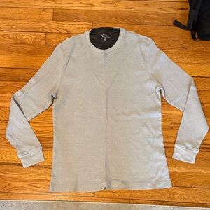 Club Room Gray Waffle Knit Long Sleeve Crew Shirt